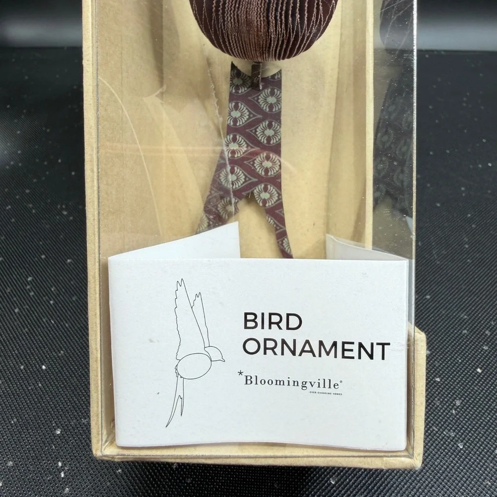 Bloomingville Bird Ornament Brown Patterned Hanging Decor 8.5‎ Inch New in Box